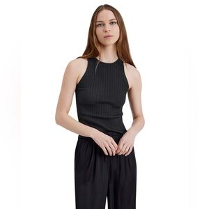 SOLID & STRIPED Varena Noir Black Ribbed Garment Top NWOT